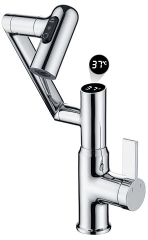 Rubinetto intelligente per la temperatura, maniglia singola, per lavabo da bagno e cucina (cromato)
