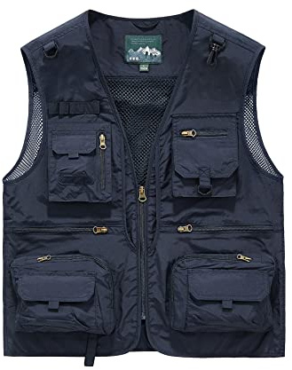 Btmpmcs Herren Outdoor Weste Freizeit Schnelltrocknende Anglerweste mit vielen Taschen Sommer Ärmellos Jacke Leicht Fotografie Sport Weste Camping Jagd Wandern Multifunktionsweste