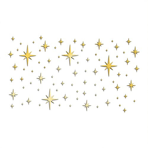 Techigher 82pcs Acryl Stern Spiegel Wandaufkleber Wasserdicht Selbstklebend Kinderzimmer Kindergarten Home Dekoration Gold