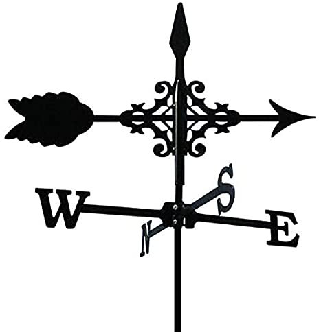 Wetterfahne aus Metall mit Tierornament, Windrichtungsanzeige, Metallhalterung für den Außenbereich, Bauernhaus-Windfahne, Wetterhahn, Hof-Windmesswerkzeuge (Pfeil)