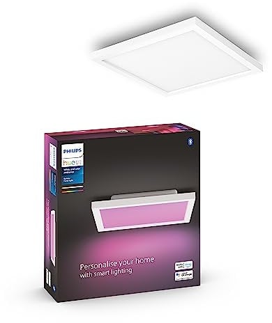 Philips Hue White & Color Ambiance Surimu Panel, 30x30 cm, dimmbar, bis zu 16 Mio. Farben, steuerbar via App, kompatibel mit Amazon Alexa (Echo, Echo Dot)