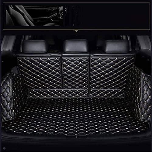 für Tiguan II Allspace 7-seat 2017-2022 Auto Leder Kofferraummatten Kofferraumwanne,Wasserdicht Kofferraum Schutzmatte Ladekantenschutz Autozubehör,1-Black Beige