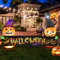 MUMTOP Aufblasbare Halloween-Dekorationen für Halloween, 2,4 m, Kürbisse und Katze mit Banner und eingebauten LEDs, aufblasbare Outdoor-Feiertags-Hof-Dekorationen