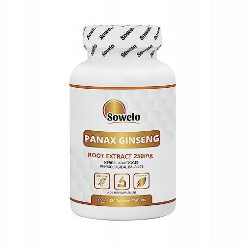 Sowelo - Panax Ginseng, Ginseng Kapseln, 120 Tabletten, Extrakt (20%) von 250 mg Ginsengwurzel (Panax Ginseng C.A. Meyer) Standarisiert auf 50 mg Ginsenoside, Pflanze mit Mehr als 200 Wirkstoffen