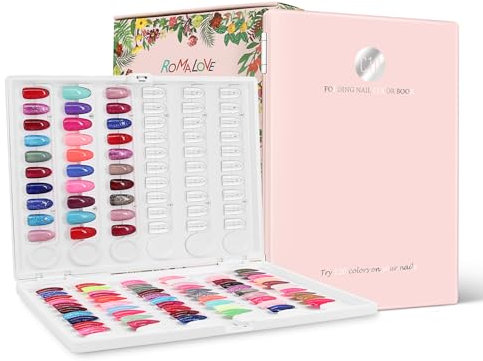 Nail Colour Display Book Plastic Nail Swatch Book, 120 Nail Display Book Color Chart with Transparent Nail Tips for Gel Polish, No Glue Required