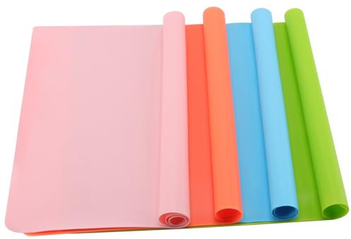 MOUYAT 4 PCS 40 x 30cm Large Silicone Mat, 4 Colors Heat-Resistant Silicone Baking Mat Sheets, Reusable Non-Stick Silicone Mats for Worktops Crafts Jewelry Casting Resin Mat