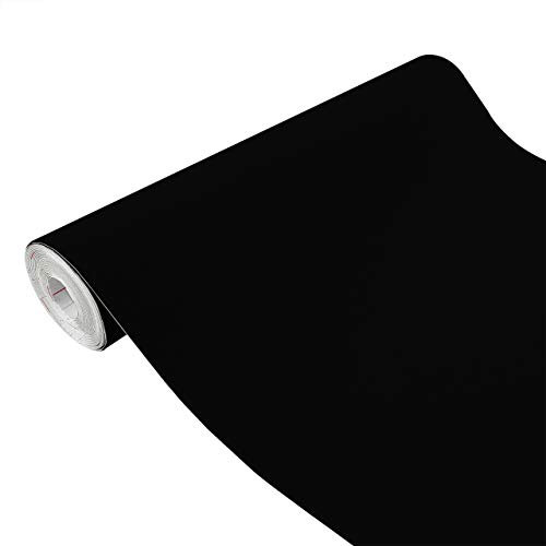 DecoMeister Vinilo Autoadhesivo de Terciopelo Para Muebles Papel Adhesivo Para Forrar Lámina Tipo Fieltro Para Bricolaje Armario Mesa Película Decorativa Para Hogar En Rollo 90 x 25 cm Negro