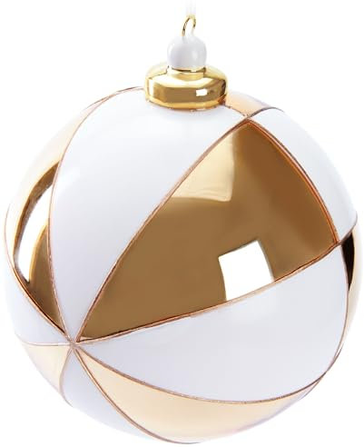 BRUBAKER Premium Weihnachtskugel mit Gold-Weiß Muster - 10 cm Baumkugel aus Glas - Hergestellt in Handarbeit - Christbaumschmuck Anhänger - Weihnachtsdeko Christbaumkugel