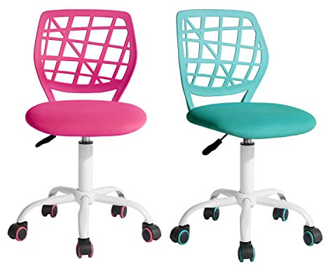 FurnitureR 2Stk Home Office Stuhl Ergonomischer justierbarer Höhendreher Rolling Computer Executive Stuhl für Home Office Arbeitszimmer, Candy Pink Türkis