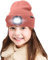 ATNKE Kids LED beleuchtete Mütze mit Licht, USB Wiederaufladbare 4 LED Scheinwerfer wasserdichte Winterwärmer Strick Nachthüte mit leichten Jungen Mädchen/Bean Paste Powder
