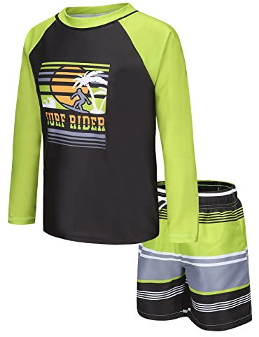 Boys Rash Vest Swim Set Kids Two Pieces Swimsuit Long Sleeve Swimming Costume 3-4 Years