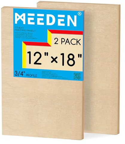 MEEDEN Lot de 2 panneaux de toile en bois brut : 1,9 cm de profondeur 30,5 x 45,7 cm – Panneaux en bois vierges pour peinture