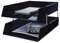 Nobel Plastics Filing Storage Letter Trays with Metal Risers - Desk Tidy Document Paper Filing In & Out - Ideal for School, Home And Offices (Black, 2 Trays + 4 Risers)
