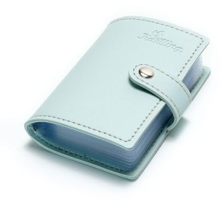 Karlling Credit Card Holder Wallet for Women/Man Soft Leather Business Card Holder Card case Organizer Bag with 20 Card Sleeves Inside(Light Blue)