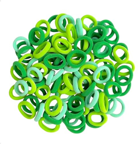 Cooetr Haargummis für Babys - 100 Stück klein, weich und elastisch (Grün)