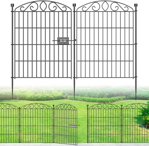 6 Panel No Dig Decorative Garden Fence with Gate 30 H x 11.4'L for Dogs