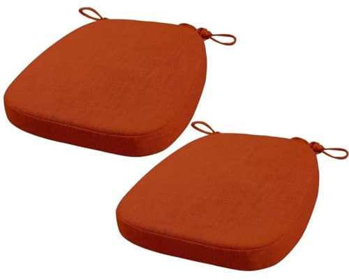 FIOVIP Stuhlkissen mit Riemen abnehmbar, waschbar, doppelte Anti-Rutsch hoch elastisch,Geeignet für Esstische und Stühle(43X40X33CM(5CM),Orange rot,2 Stück)