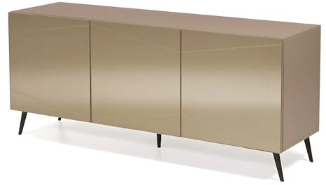 Mondo Viro Moderne Anrichte aus Holz Conty mit 3 Spiegeltüren 180 x 50 x Höhe 80 cm (Spiegel Bronze/Taupe)