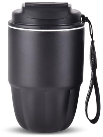 FYting Mug isotherme,Thermos Café,Thermos Isotherme,Doublure En Acier Inoxydable + Double Bec Verseur, Mini Tasse de Voyage à Café étanche, Pour Cadeaux de NoëL et dAnniversaire (Noir)