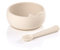 Jané Set Bol et Cuillère en Silicone, avec Ventouse, sans BPA, Compatible avec Stérilisateurs, Micro-ondes, Four, Beige