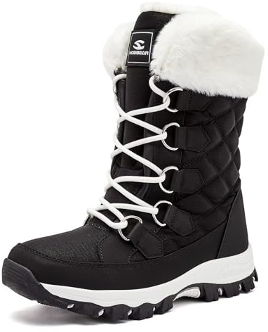 HOBIBEAR Schneestiefel für Frauen Wasserdichte Wanderstiefel für Damen Winterstiefel Warm