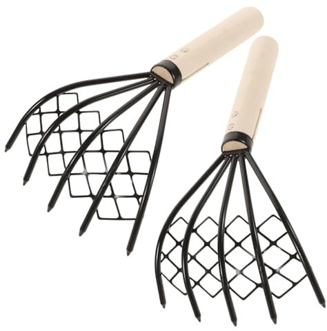 GAROZATION 2st Rechen Net Rechen Net Rechen Gartenrechen Heu Sense Künstlich Rechen Aus Stahl Geoduck Rechen Schalenmuschelgräber Mit Langem Griff Blatt Krallen Gestell Schaber Holz Black