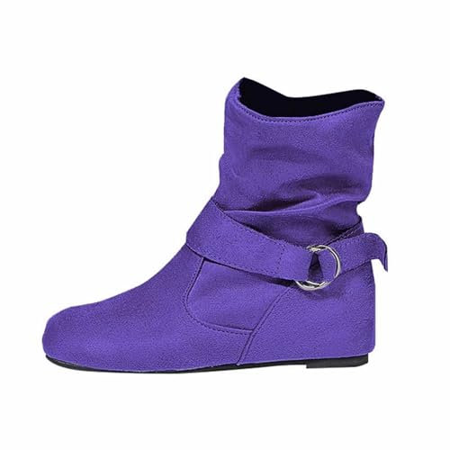 Generico Stivali Gomma Pescatore Stivali per Pioggia Scarpe con Tacco Grosso con Cerniera Scarpe da Donna Traspiranti Stivali Corti retrò Stivali Alti da Donna Calze X Stivali in Gomma (Purple, 36)
