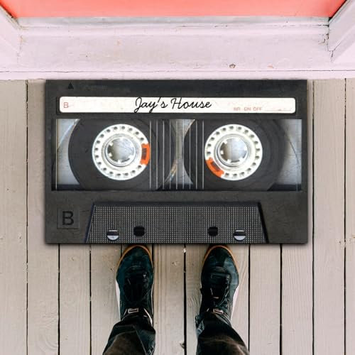 Entrance door mat Cassette Tape Doormat Doormat Non Slip Door Floor Mats Home Decor (Beige,24x36 inch)