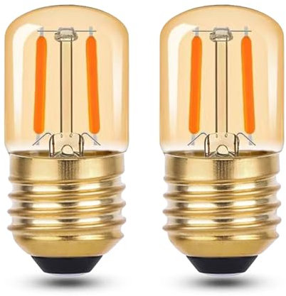 EASYIVY 1W E27 LED Night Light Bulbs, T28 Tubular LED Vintage Filament Bulb 10W-15W Pygmy Bulb Replacement, E27 ES Edison Screw Bulbs Amber Glass Warm White 2200K, Non-Dimmable, 2-Pack
