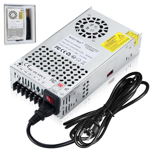 BOSYTRO Aggiornato Alimentatore 12V 50A 600W Trasformatore 220V a 12V Alimentatore Switching Trasformatori per Strisce LED, CCTV, Radio, Progetto informatico, con Cavo di Alimentazione