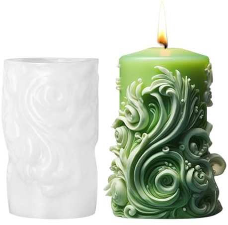 Wave Pattern Candle Moulds for Candle Making, Pillar Wave Candle Mould, Silicone Epoxy Resin Moulds, Silicone Candle Making Moulds for Making 3D Candles Soap Aromatherapy DIY Crafts