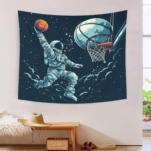 RNDKAUUIE 3D Druck Basketball Wandteppiche Poster Ornament Wandbehang Wandteppich Wanddeko Wandbehang Für Schlafzimmer Wohnzimmer Tapisserie 130cmx150cm