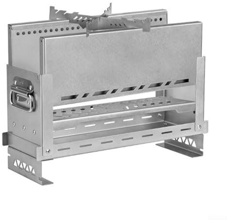 ComfyHarbor Chimenea plegable de acero inoxidable 430 para exteriores, 13 x 38 x 19,5 cm, estufa portátil de camping con compatibilidad IGT, placas de combustión dobles y bolsa de almacenamiento