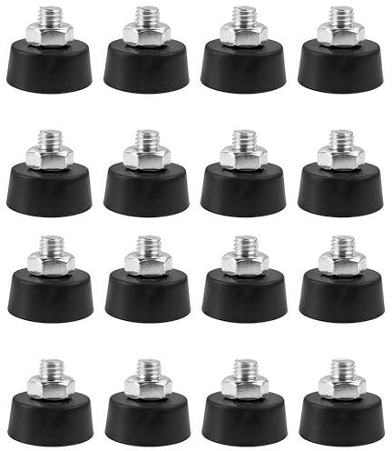 16 pièces M10 Pieds de Meuble en Caoutchouc Réglables à Visser, Noir, Tampon Meuble Caoutchouc, Rehausseur Protection Pied de Chaise, Silent Bloc, pour Tables, Chaises, Armoires, Machines