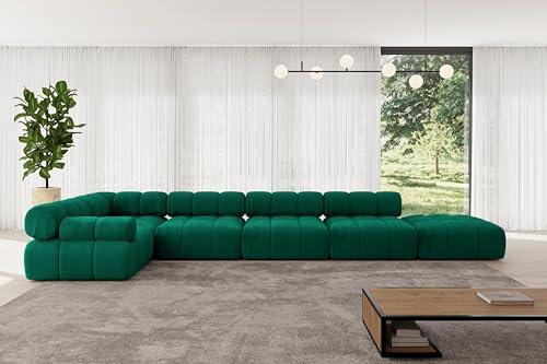 ALTDECOR Modulares Sofa Ecksofa in L-Form Corner modular Sofa Eckcouch Couch Wohnlandschaft Cauchsofa Polstersofa Felto-L3-475x190x70 cm Dunkelgrün