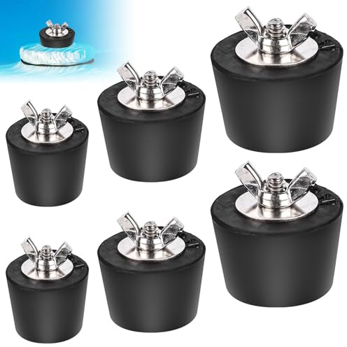 GAOUTO 6 Stück Pool Winterstopfen, 32mm*2+38mm*2+51mm*2 Einlaufdüse Gummistopfen mit Edelstahl-Flügelmutter Gegen Verschlussstopfen Pool, Pool Gummistopfen für Schwimmbad, Spa, Rohrleitungen