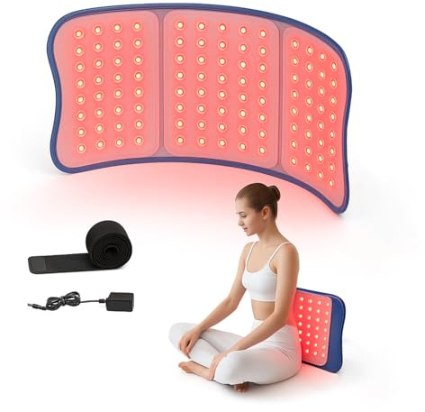 Große Rotlicht Wellness Matte 76,5×30,5cm mit 264 LEDs 660nm & 528 LEDs 850nm Infrarot, 4 Modi, 3 Stufen, 30 Min Timer, Wellness & Entspannung für Rücken, Taille, Schultern, Beine,Blau