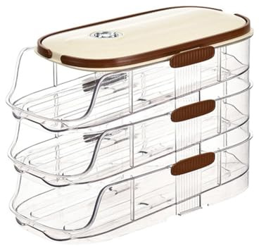 Correa Double-Row Egg Storage Box Kitchen Refrigerator Side Door Egg Box Transparent Rolling Egg Rack,B