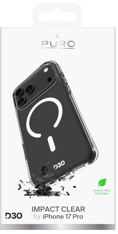 Puro Schutzhülle für iPhone 17 Pro, transparentes TPU + PC Impact Clear D3O Magsafe