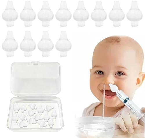 JYNXOR 12 Stück Spitze der Baby Nasendusche, Wiederverwendbare Nasenreiniger, Spritze Nasenspülung Baby, Ersatz von Silikon Spitze Geeignet für alle Arten von Standard-Nasenspritzen