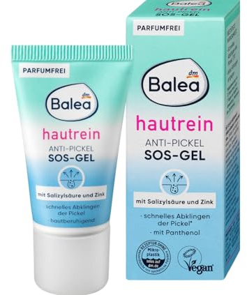 Balea Hautrein Anti-Pickel SOS-Gel – mit Salicylsäure & Zink, parfümfrei, schnelles Abklingen von Pickeln, hautberuhigend, vegan, 15 ml