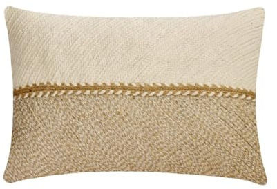 The HomeCentric Beige Dekorativ Lendenkissenbezug 30x35 cm | Boho Jute Kissenhülle Chevron | Geflochtene Kissen Kissenbezüge für Sofa & Schlafzimmer, Wohnaccessoires - Juteform