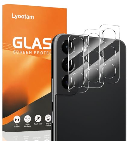 Lyootam 3 Pack Camera Lens Protector for Samsung Galaxy S22/S22 Plus, Tempered Glass Camera Lens Protector, HD Clear, Anti-Scratch, Bubble-Free