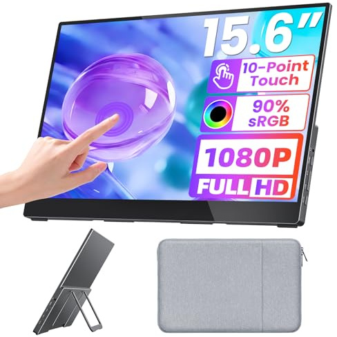 Upperizon Écran Portable 15,6 FHD, Écran Externe 90% sRGB 60Hz HDR avec Kickstand et Haut-parleurs, Moniteurde Voyage USB-C/HDMI pour PC, MacBook, Surface, PS5, Xbox, Compatible VESA