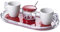 Omada Design Set 2 Tazzine Caffè in porcellana con Vassoio, Zuccheriera e Cucchiaino in acrilico trasparente, Made in Italy, Linea Crystal, Rosso