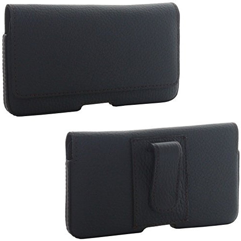 XiRRiX Leder Quer Handy Gürteltasche 3.1 Gürtelschlaufe und Stahlclip 3XL - kompatibel mit Huawei P9 / P10 Lite - iPhone XS - Tasche schwarz