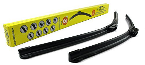 2x INION Front Scheibenwischer 650 mm / 650 mm Wischerblätter Set Scheibenwischerblätter Satz Premium Qualität AERO für Frontscheibe mit den passenden UNIVERSELLE Adaptern