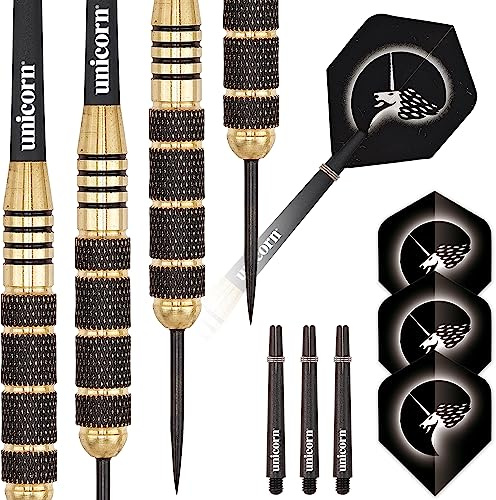 Unicorn Steel Tip Darts Set | Core Plus | Authentic 100% Brass Barrels | 21g, 22g, 23g, 24g, 25g, 26g or 27g