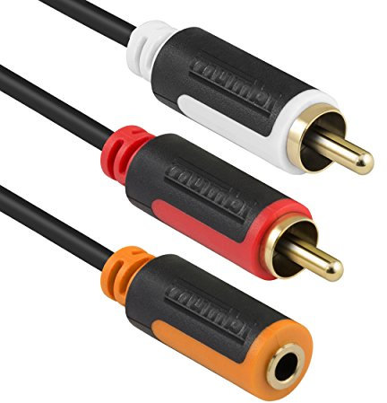 mumbi Câble Y Audio – 3.5 mm Jack Femelle vers 2 x RCA mâle avec connecteurs plaqués Or 20 cm