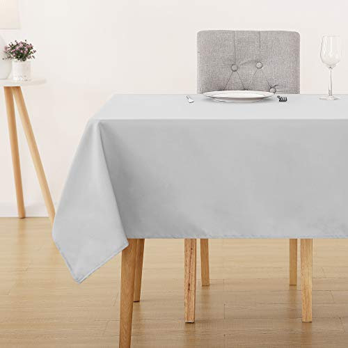 Deconovo Tischdecke Wasserabweisend Tischwäsche Lotuseffekt Tischtuch, 137x200 cm, Hellgrau, 1 Stück
